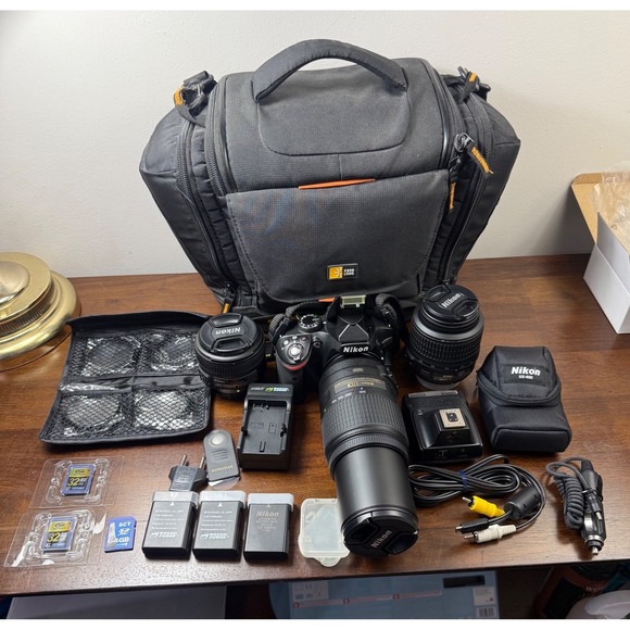 Nikon Other - Nikon D3200 DSLR Camera Bundle 3 Lenses 18-55mm 55-300mm 50mm as-400 Flash